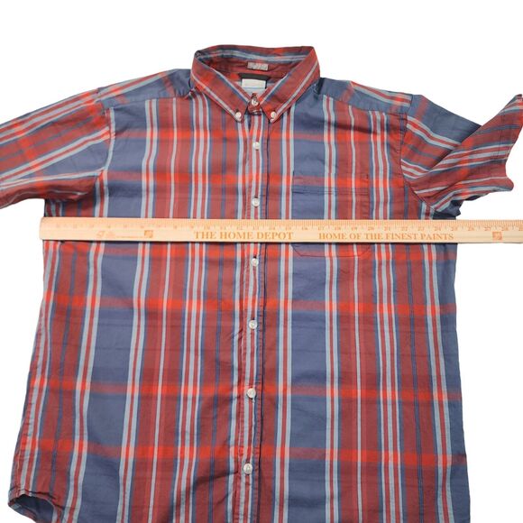 Columbia Regular Fit Short Sleeve Shirt Mens XL Red and Blue Plaid Pocket - Picture 4 of 5